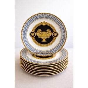 Imperial Bone China Greek Key Versace-Style Dessert Plate 6.75”– Replacement